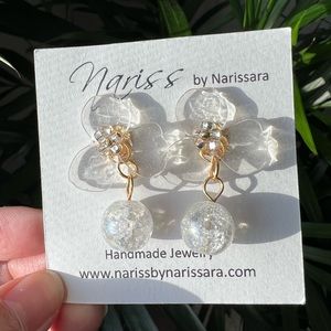 Resin Bead 18K Gold Plated Earrings